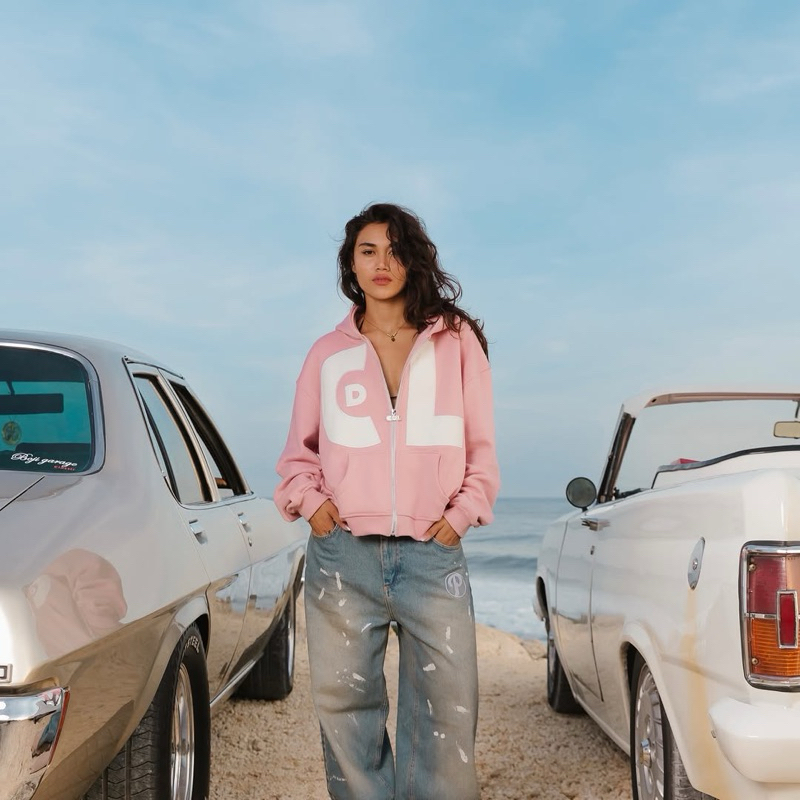 [ORIGINAL 100%] CALLE DE LARACHE - CALLE CDL ZIP HOODIE PINK / BLACK (ZIPPER HOODIE)
