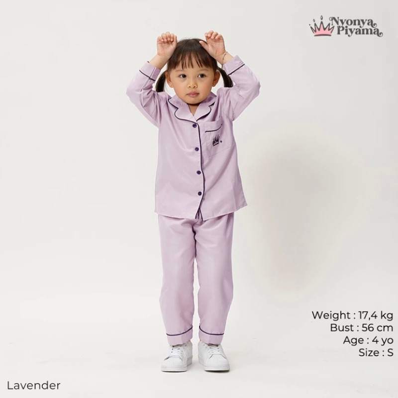 Nyonya Piyama Lavender Setelan Anak size L