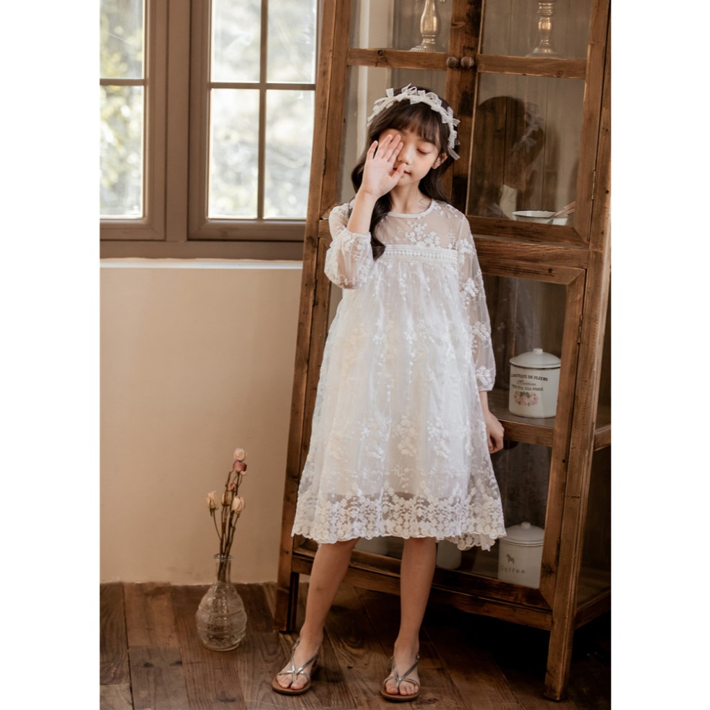 MEE WHITE DRESS BAJU ANAK PEREMPUAN DRESS ANAK IMPORT DRESS ANAK BRUKAT DRESS PUTIH