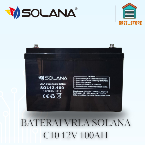 BATERAI SOLANA 12V 100AH AKI UPS SOLANA AKI SOLAR PANEL BATERAI VRLA - SOLANA 12V 100AH C10