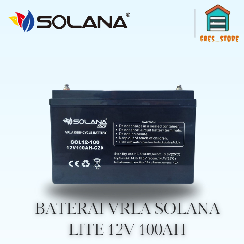 BATERAI SOLANA 12V 100AH AKI UPS SOLANA AKI SOLAR PANEL BATERAI VRLA - SOLANA 12V 100AH LITE