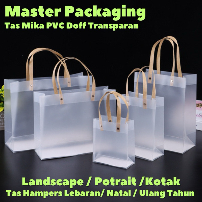 

Tas Mika PVC Doff Transparan / Goodie Bag Souvenir Hampers Lebaran Natal Imlek Ulang Tahun Premium