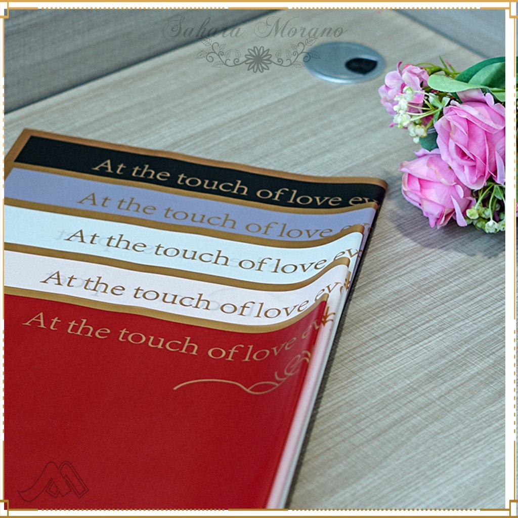 

20 Pcs Flower Wrapping Motif List Gold Text Love Cellophane Waterproof Kertas Buket Bunga