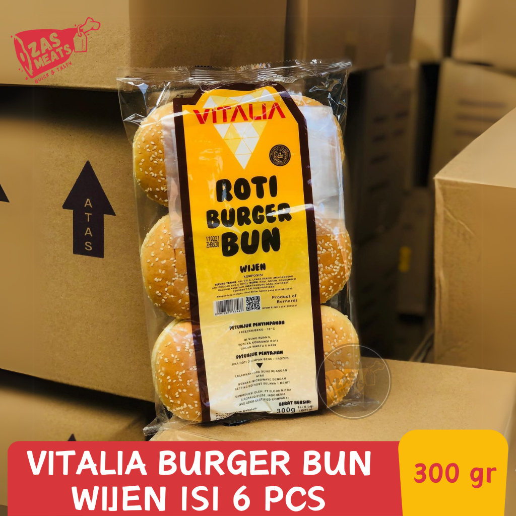 

VITALIA BURGER BUN WIJEN 300GR | Vitalia Roti Burger Murah 300 gram | Isi 6 pcs