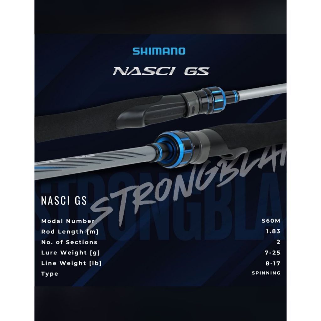 Joran Shimano 2024 NASCI GS S60M (180CM) 8-17 Lbs Joran Galatama Terbaru Shimano Original