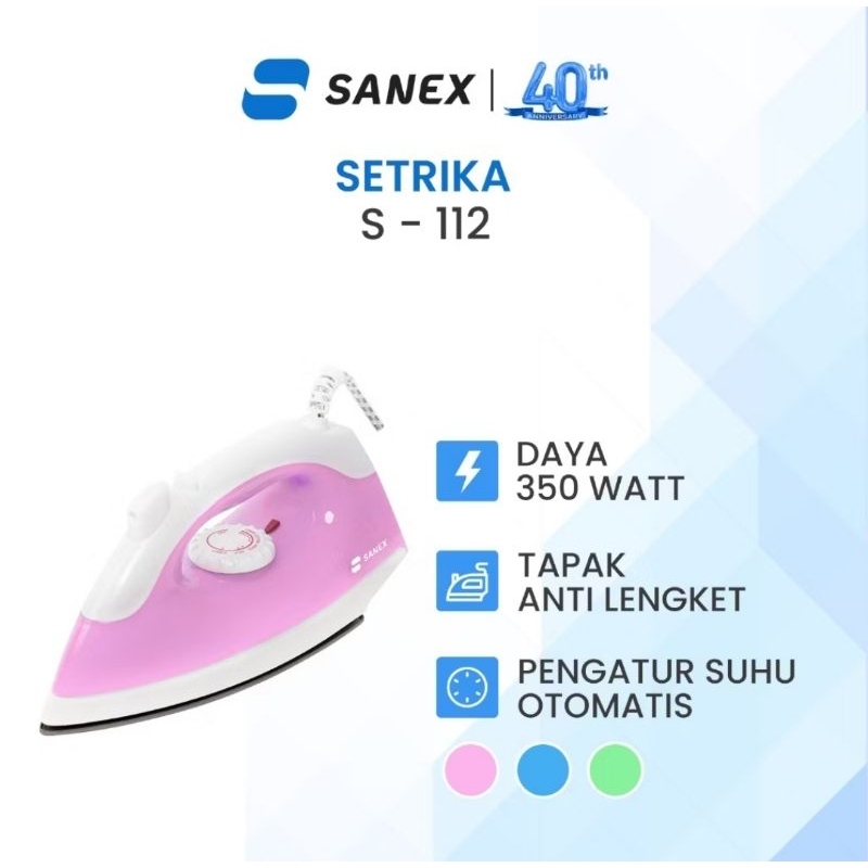 SANEX Setrika Otomatis S 112/111  Anti Lengket Pink / Hijau Tosca