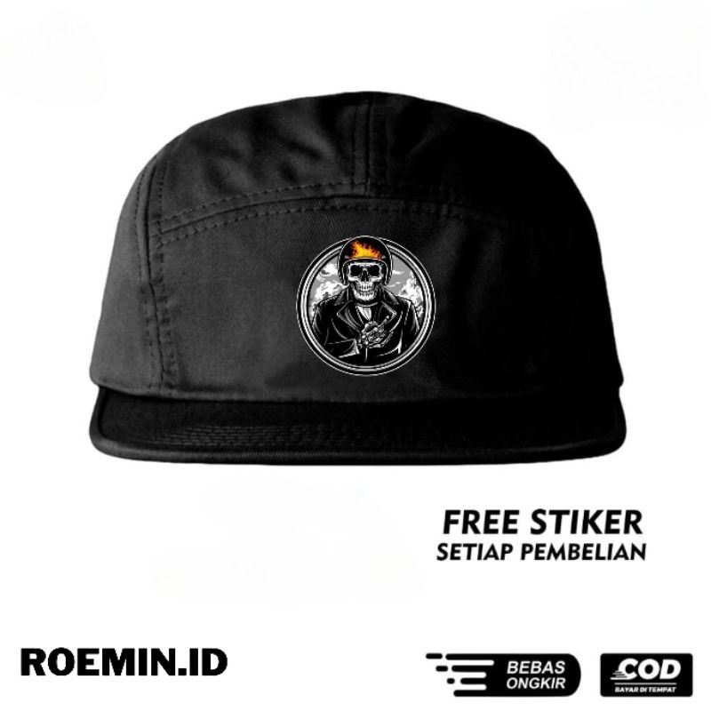 Topi Skena Roemin.id Warna Hitam Dengan Logo Sablon Unik GRAFFITI Mantap Simpel Topi Skena Topi Snap