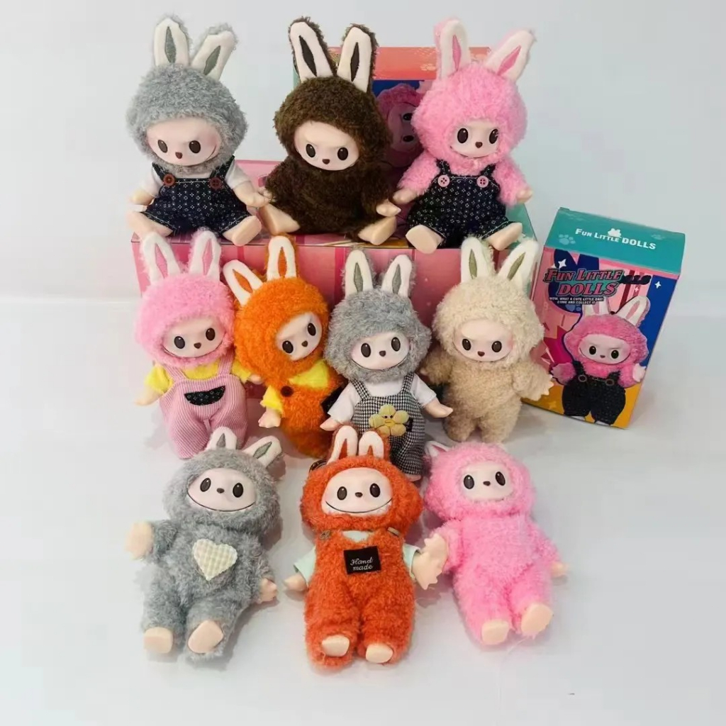 LABUBU The Monster Sealed Exciting Macaron 17cm Boneka Mystery Box Vynil Face Keychain Kotak V2