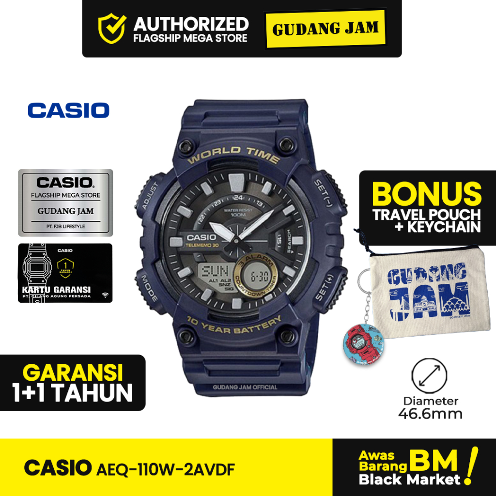 Jam Tangan Casio AEQ-110W-2AVDF AEQ-110W AEQ-110 AEQ110W AEQ 110W