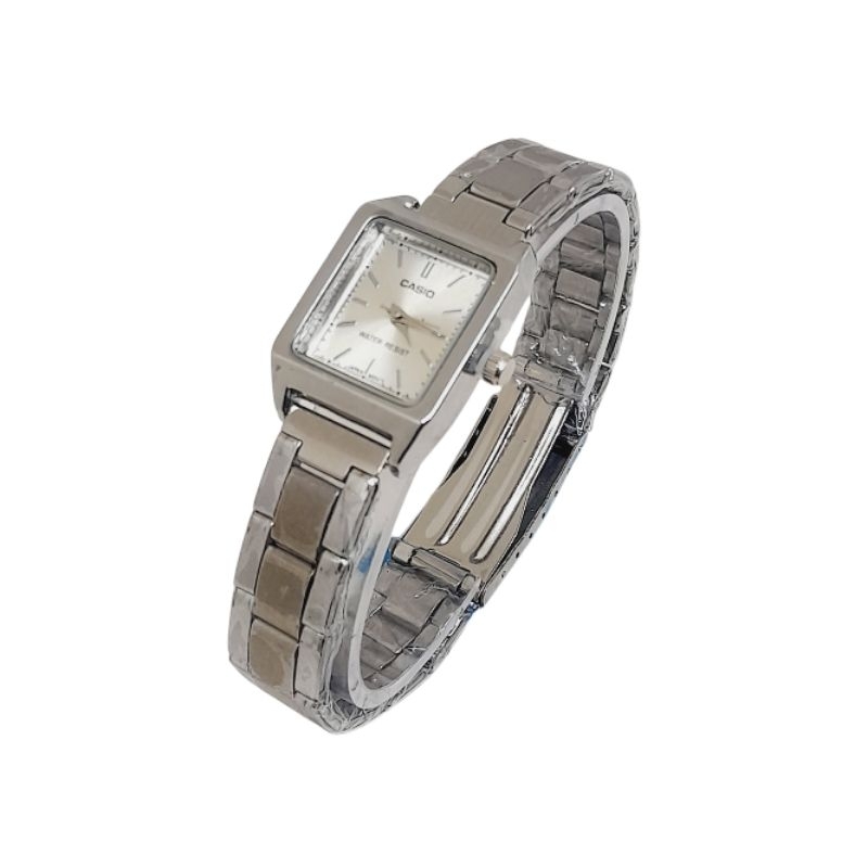 Jam Tangan Wanita Cewek Casio Persegi Analog Rantai Kecil Simpel Dan Elegan