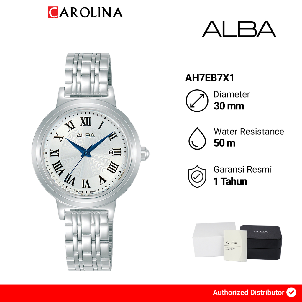 Jam Tangan Wanita Alba AH7EB7X1 Silver Dial Stainless Steel Strap