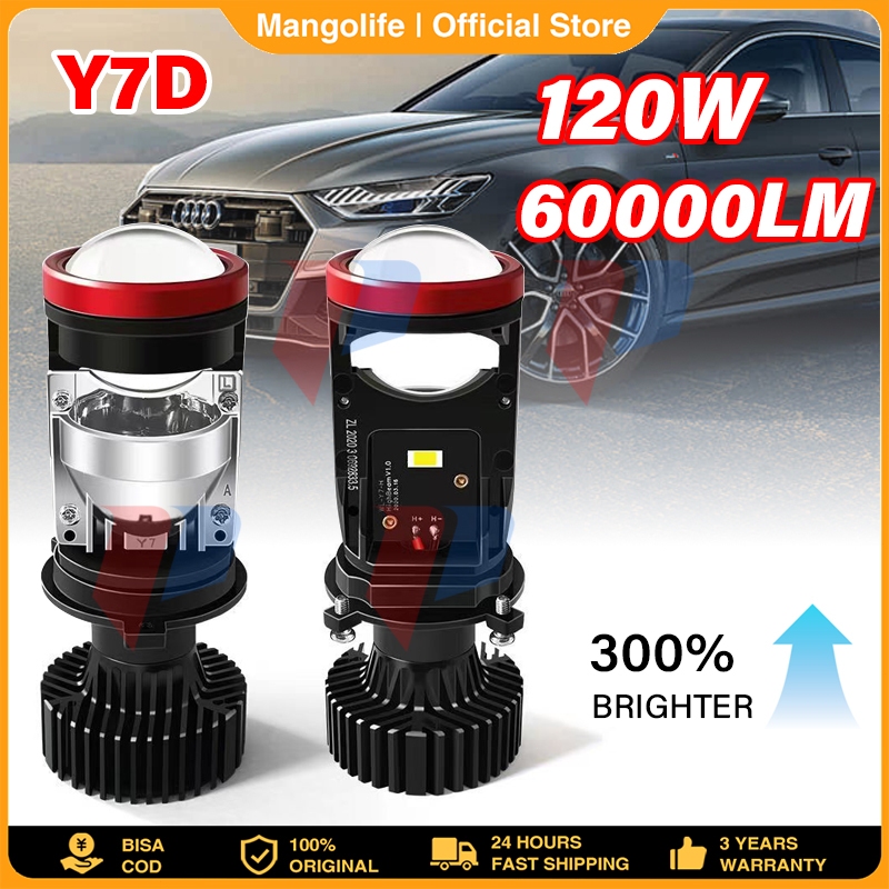 Lampu Led Mobil Motor H4 Mini Projector Y7D Super Bright