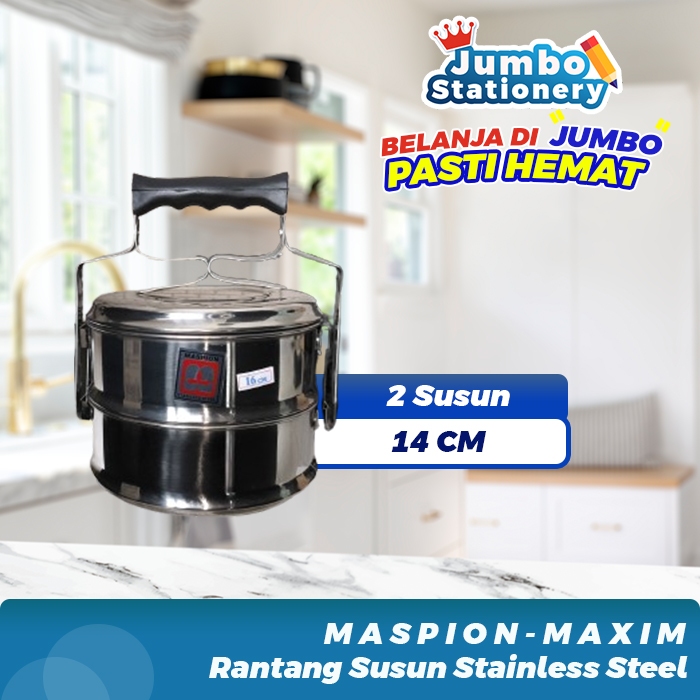 Rantang Susun Stainless Steel Anti Karat Rantang Maspion Maxim 2 Susun Rantang Tanpa Corak