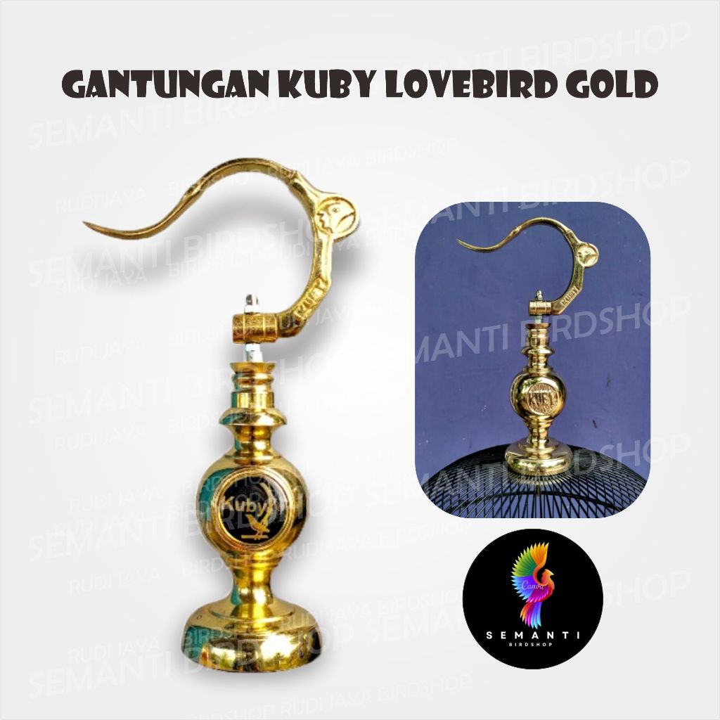 GANTUNGAN KUBY LOVEBIRD GOLD 1 SET LENGKAP PION KANDANG BESI BULAT KAPSUL SANGKAR BURUNG KONIN SOGON