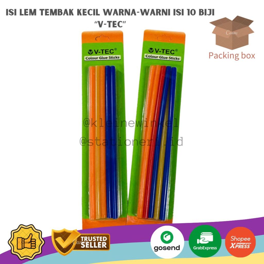

Lem Bakar Kecil Warna-Warni V-TEC isi [ 10 BATANG ] isi lem tembak/ Refill Glue Gun