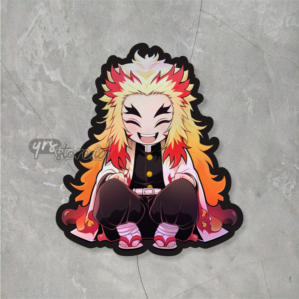 

Sticker Anime Hologram Karakter Rengoku Ukuran +- 7 x 6,2 cm sticker case hp laptop dll Waterproof murah