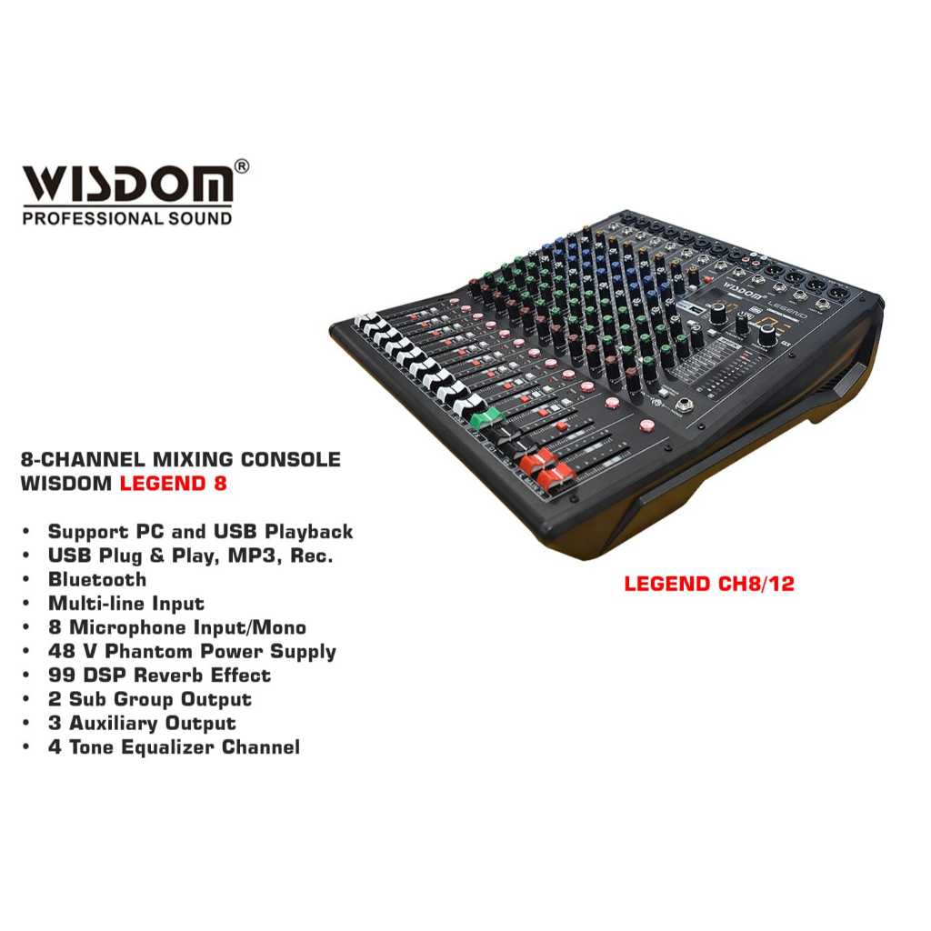 Wisdom Mixer Legend 8 8-Channel Mixer Audio Wisdom Legend 8 With Effect