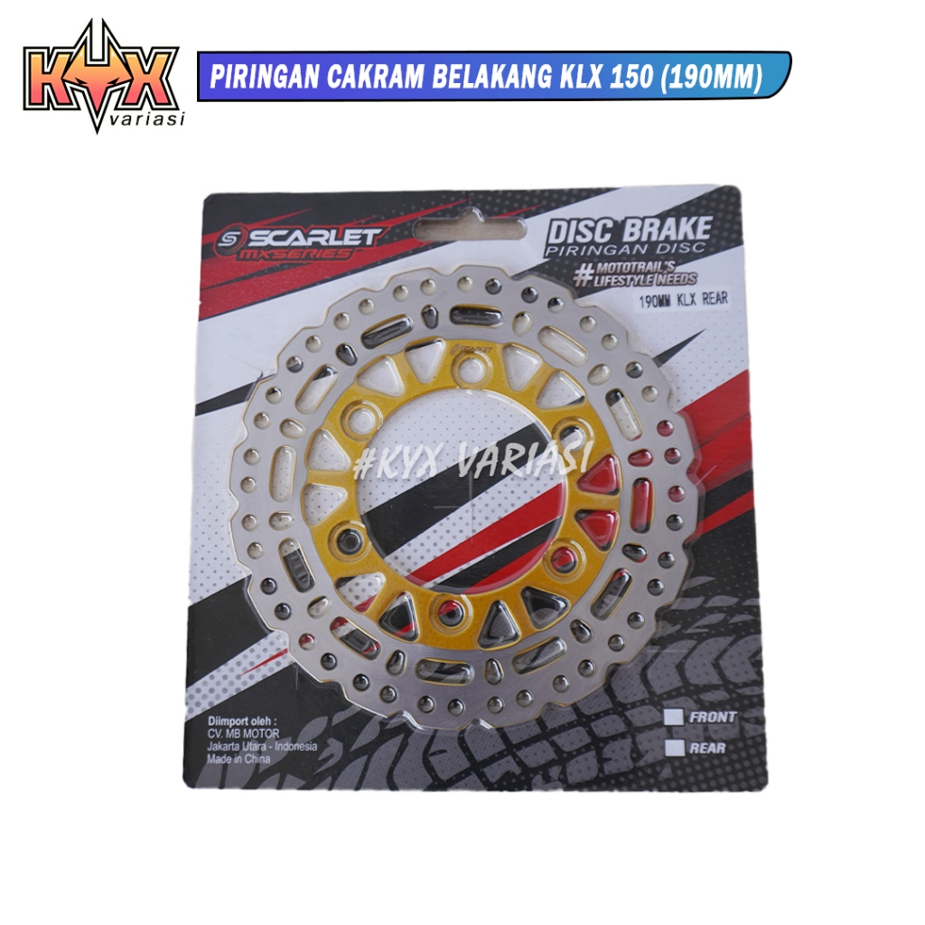 PIRINGAN CAKRAM BELAKANG  SCARLET KAWASAKI KLX BF 190mm 220mm