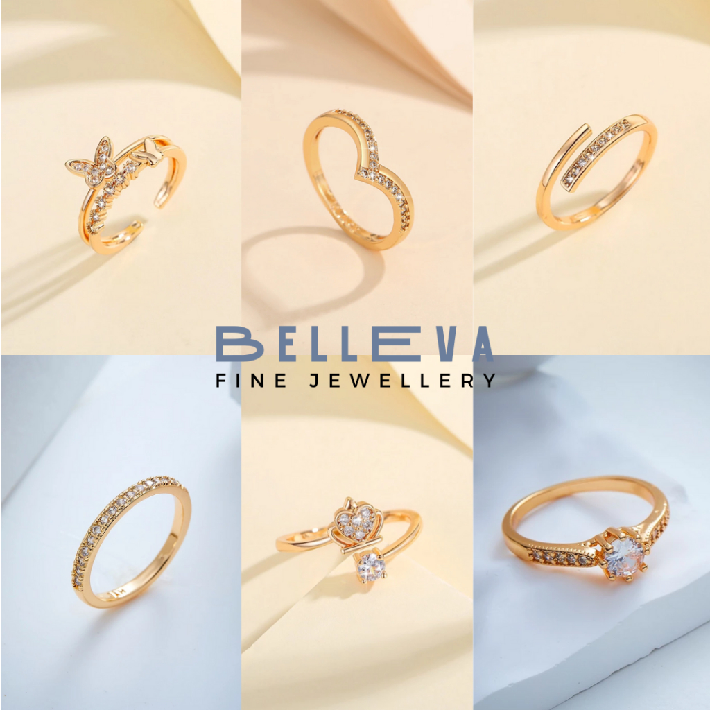BELLEVA - Jewellery Cincin Minimalis Elegan Perempuan Tidak Mudah Berkarat Titanium Zirkon Jewelry T