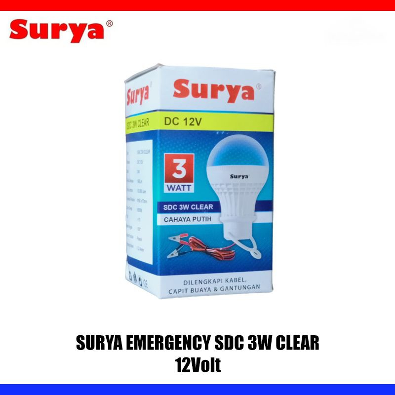 SURYA LAMPU EMERGENCY SDC 3 WATT BOHLAM LED DC 12V CAHAYA PUTIH LAMPU AKI / LAMPU SURYA SDC 3 WATT D