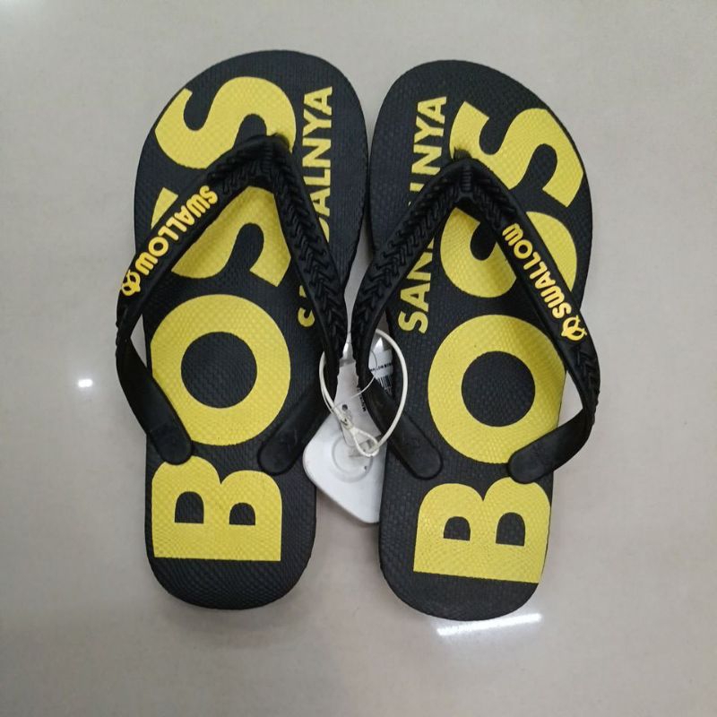 MAHKOTA NGUNUT // SANDAL JEPIT SWALLOW BOSS MOTIF TULISAN CETAK TERSEDIA WARNA HIJAU TOSCA UNGU KUNI