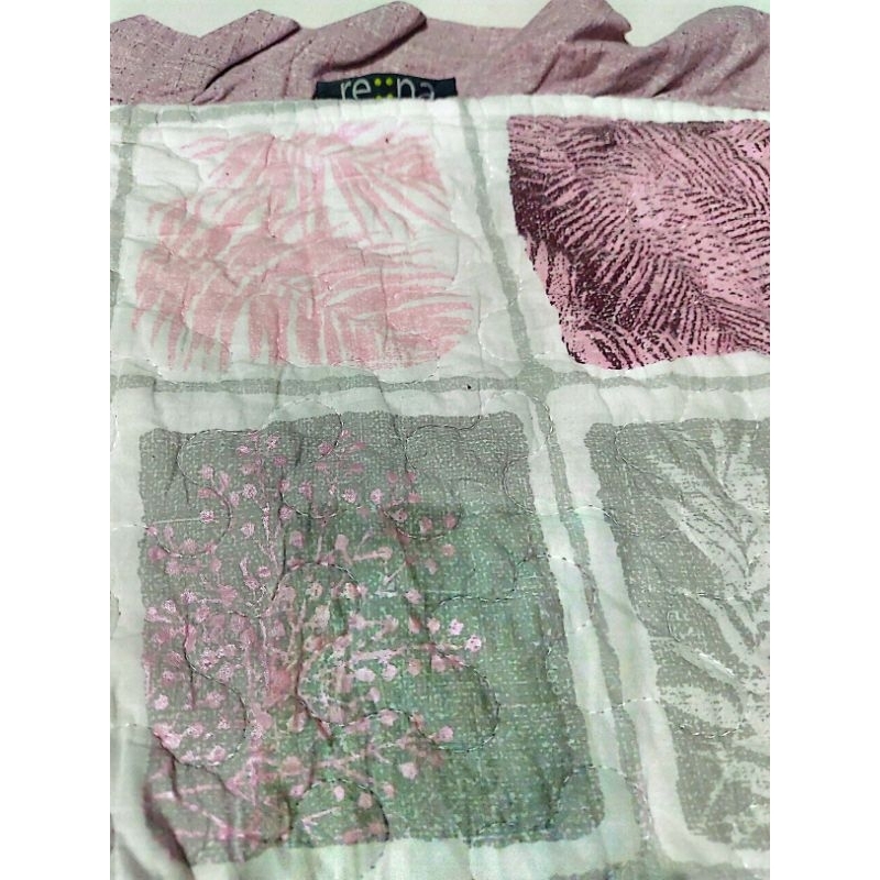 preloved ambal/bedcover import shabby quilting pink 160x200 plus 2 sarban biru bunga2