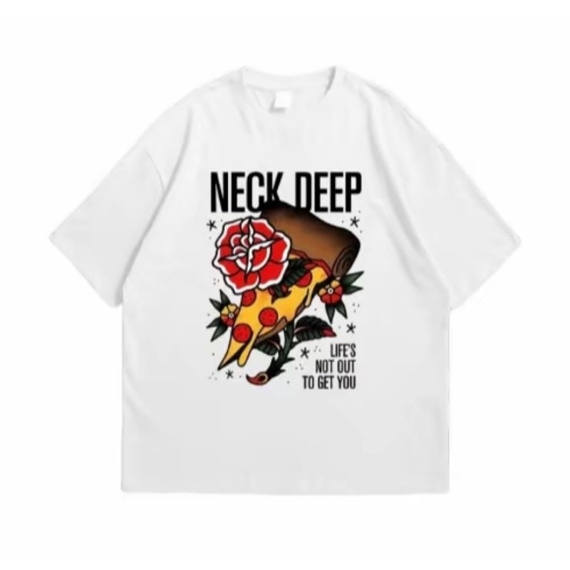 Kaos Neckdeep putih Oversize