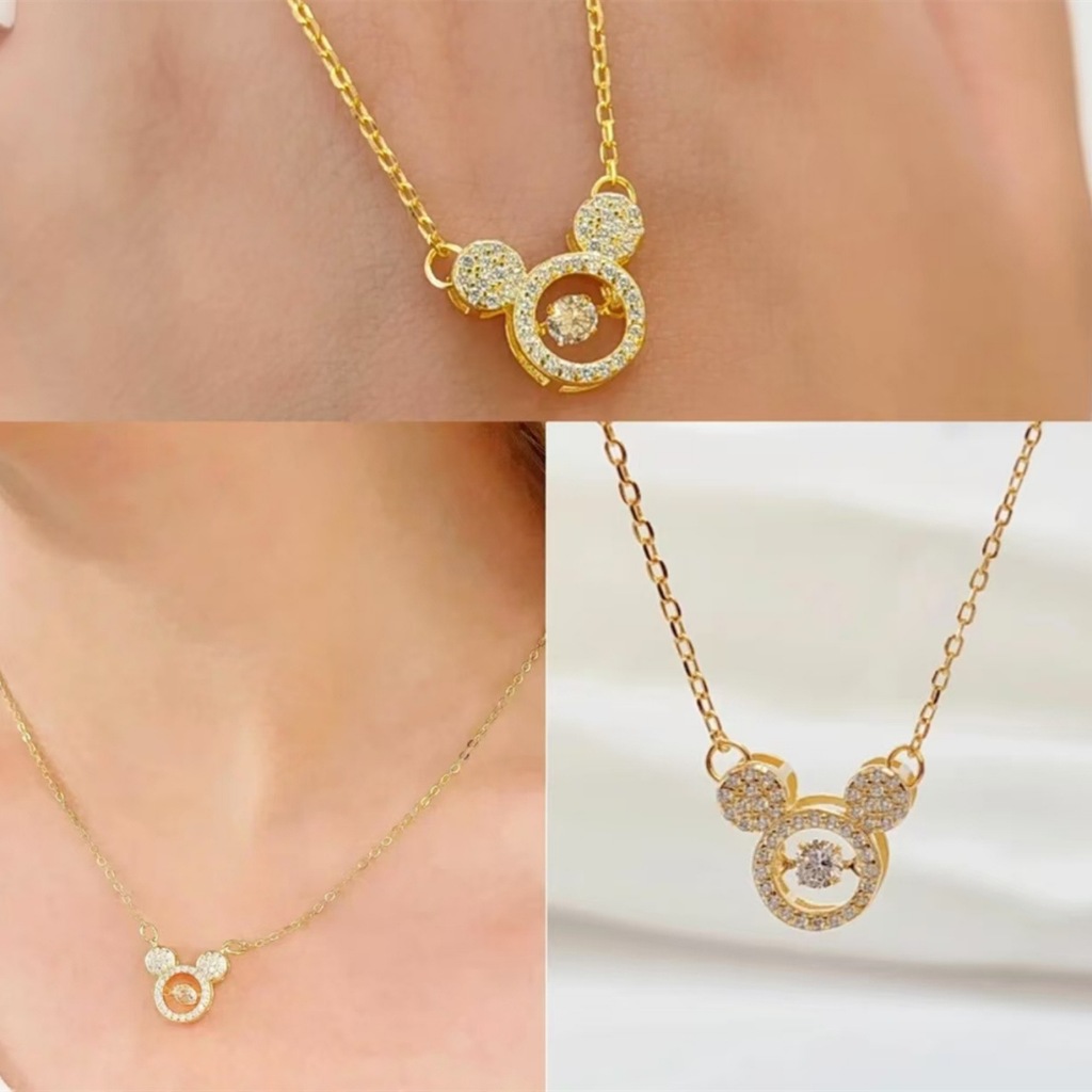 kalung anak titanium mickey mouse miki wanita gold premium anti karat fashion korea