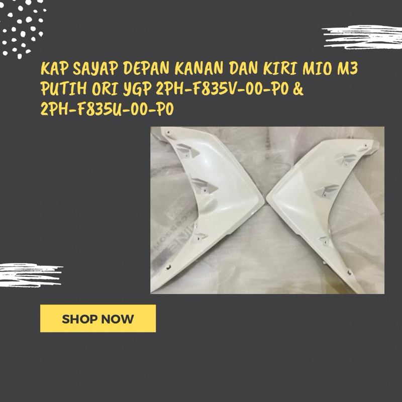 KAP SAYAP DEPAN KANAN DAN KIRI MIO M3 PUTIH ORI YGP 2PH-F835V-00-P0 & 2PH-F835U-00-P0