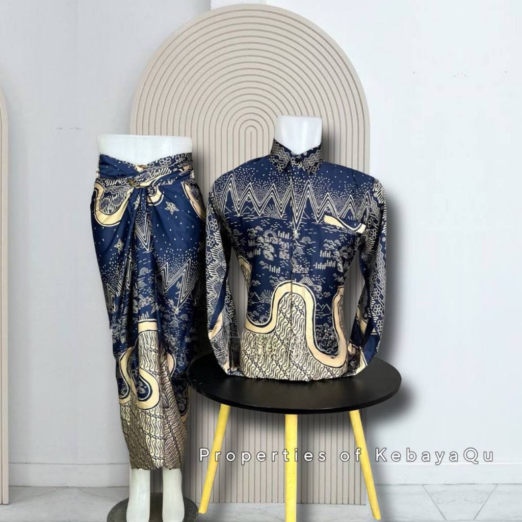 KQ> SETELAN BAJU COUPLE BATIK MOTIF GRADASI SINAR NUSANTARA - TERBARU-OUTFIT KONDANGAN SIMPLE DAN SO