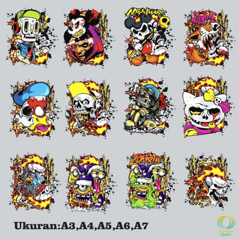 

Dtf Stiker Sablon Setrika Gambar Zombie Ukuran A3 A4 A5 A6 A7 Tinggal Tempel Atau Press