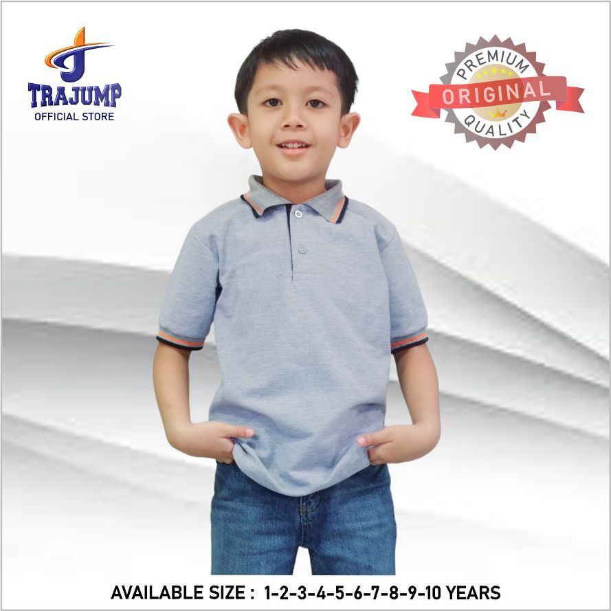 Polo Shirt Anak Abu Misty Lacoste CVC Pique 24s Premium Quality