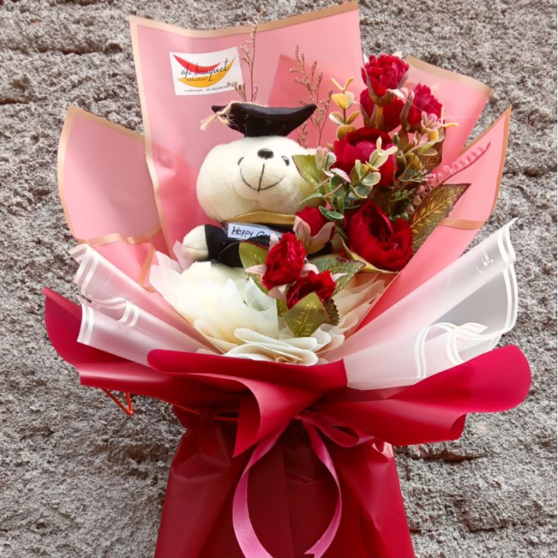 

buket bunga palsu/taddy bouquet/bouquet wisuda/buket hadiah