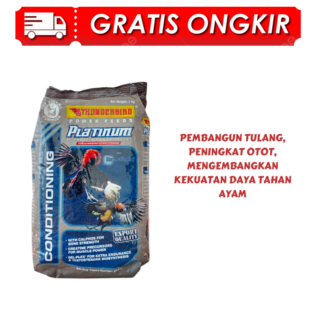 THUNDERBIRD PLATINUM (BIRU) 1 KG - Pakan Ayam Jago Import