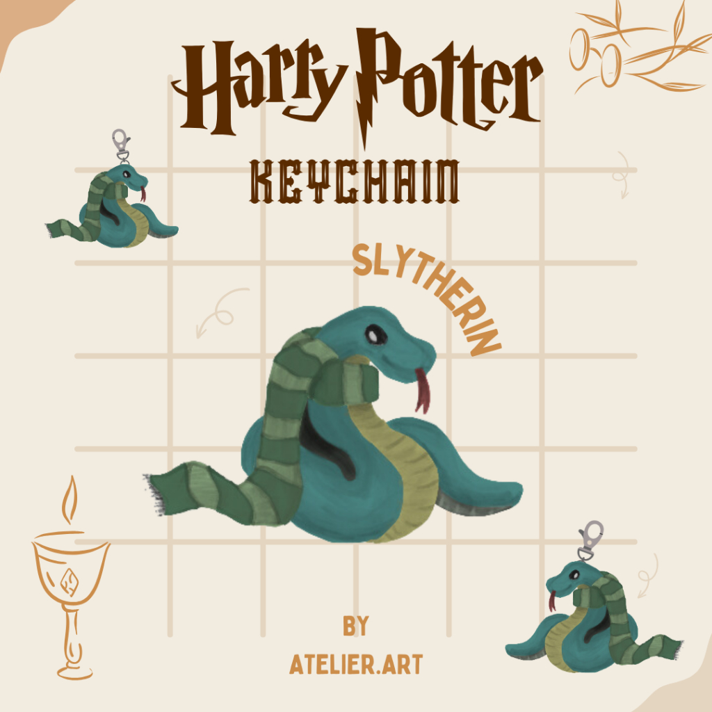 Gantungan Kunci Harry Potter Slytherin Akrilik, Keychain Harry Potter Akrilik, Keychain Harry Potter