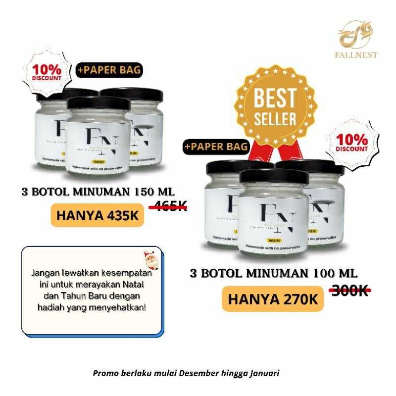 

3 BOTOL I Minuman sarang burung walet I fallnest I Birdnest drink I 100ML I 3 BOTOL