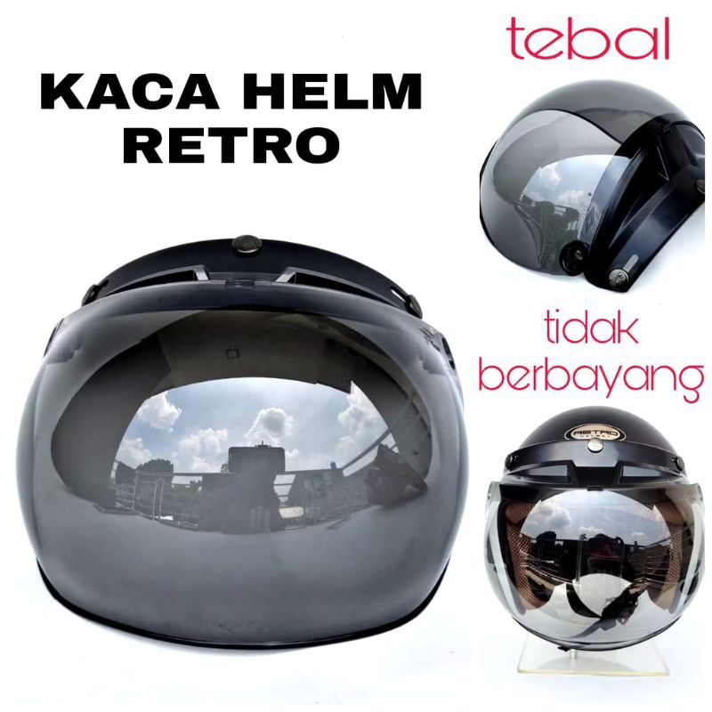Kaca helm bogo murah universal mudel 3 kancing  Hitam putih clear mudel cembung