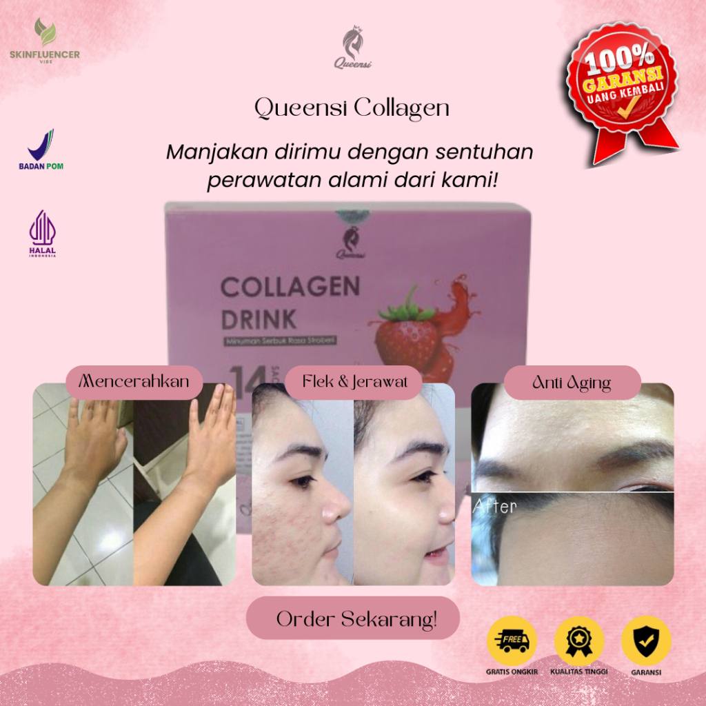 Queensi Collagen DRINK 100% ORIGINAL BPOM | Queensi Kolagen Pencerah Kulit | Perawatan Kulit GARANSI