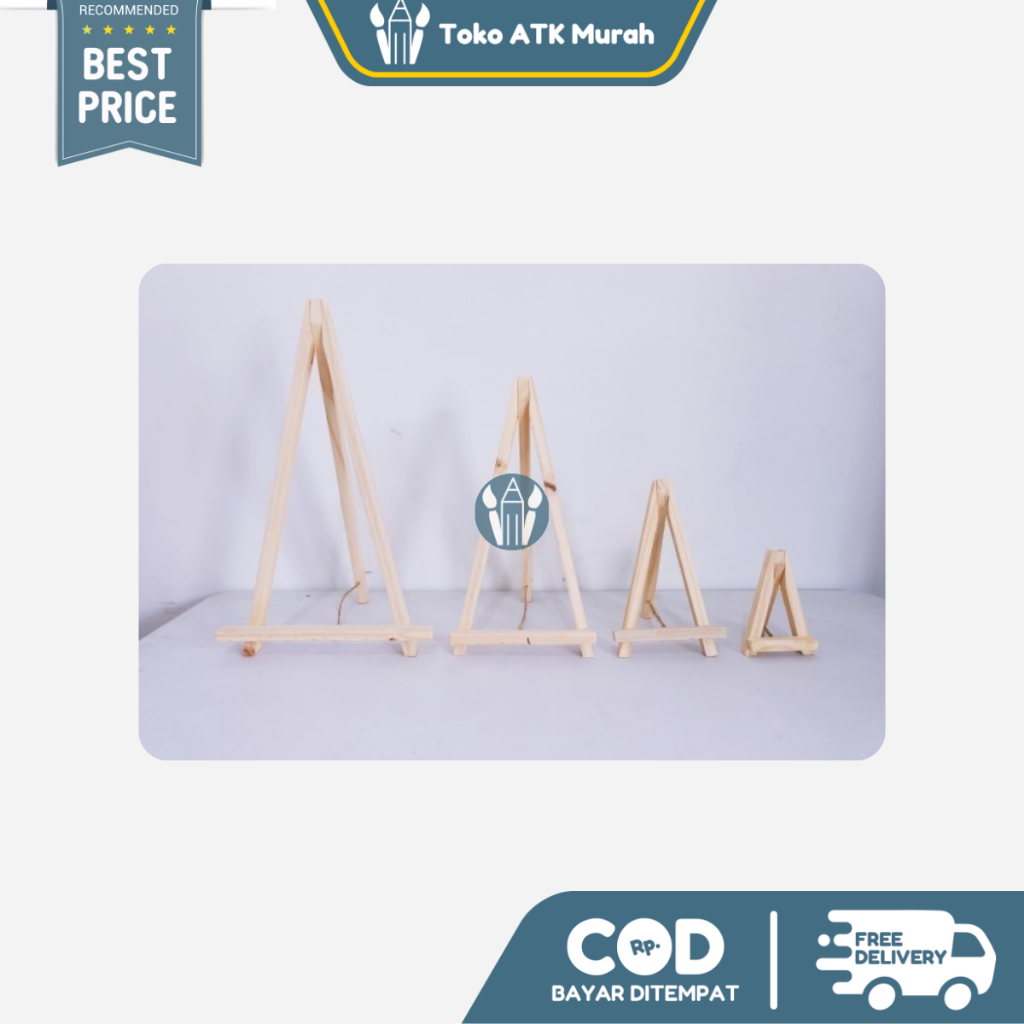 Easel Kanvas Premium Halus 50 X 30 Cm - Stand Sandaran Kayu Pigura