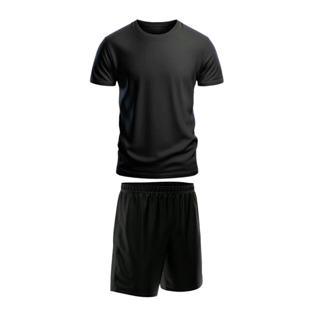 Baju Bola Stelan Jersey Futsal/Sepakbola Polos Kaos Volly Setelan Voli Volley Tenis Badminton Hitam