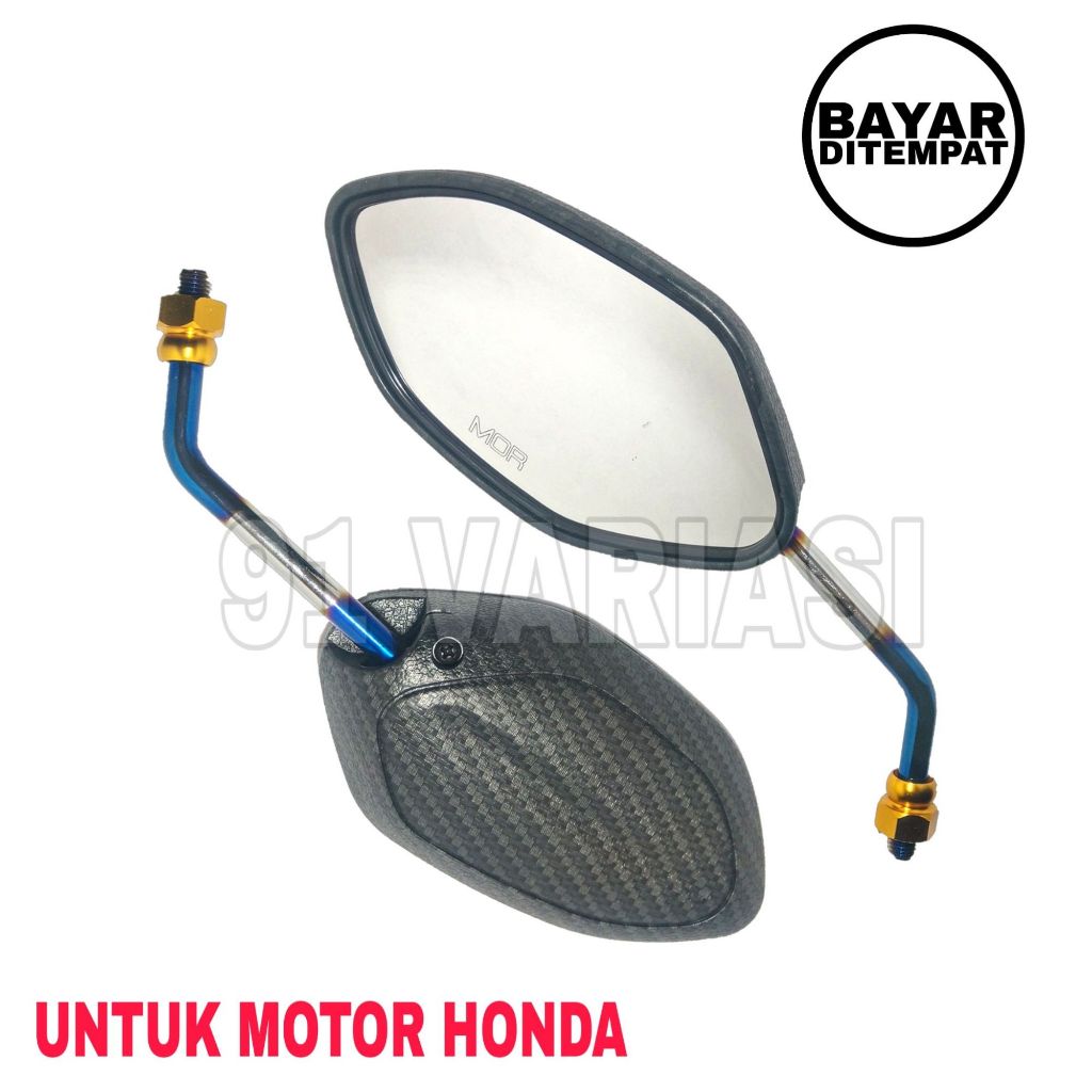 Kaca Spion Variasi Motor Beat Variasi Motif Karbon TwoTone Tangkai Gagang Pelangi / 91 VARIASI