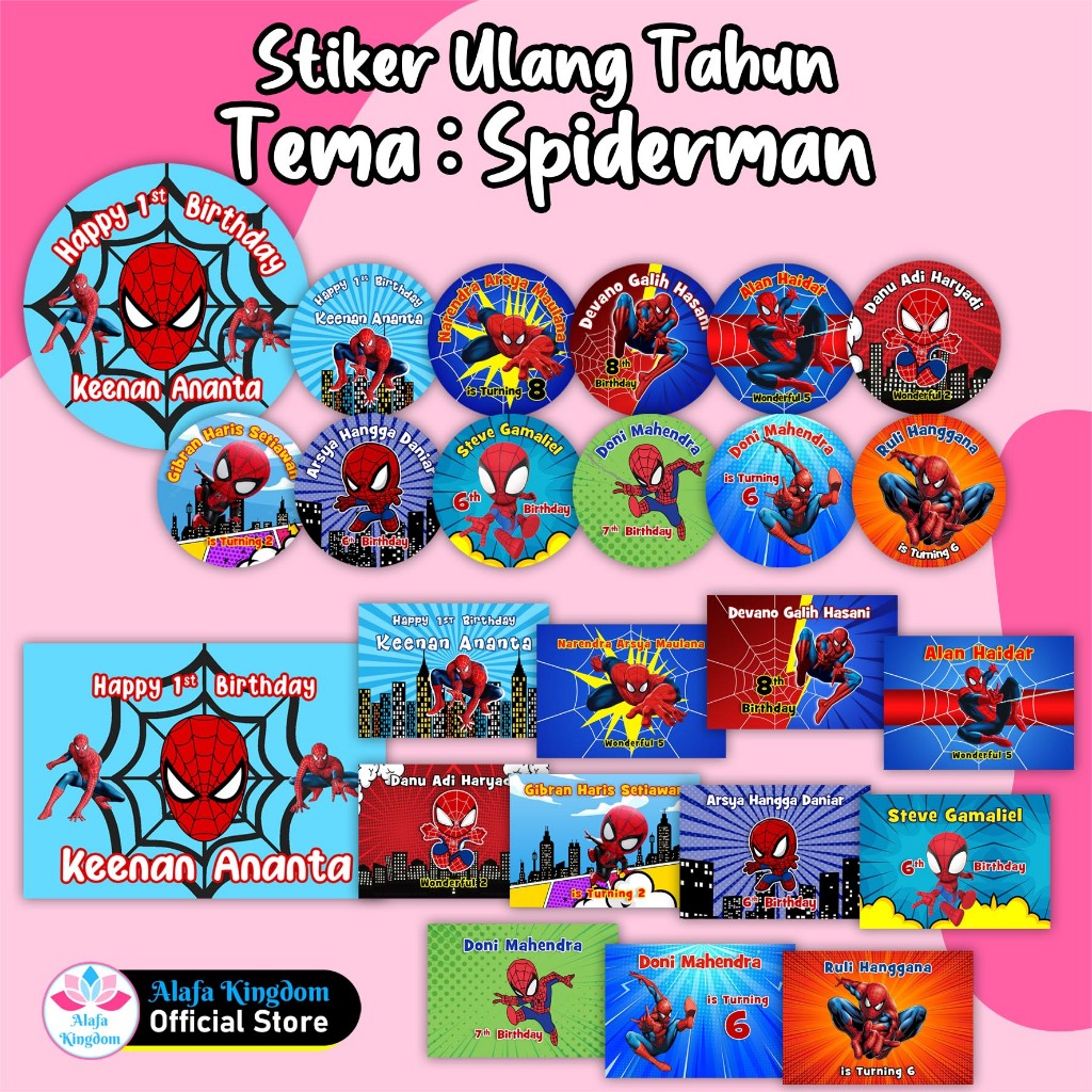 

Alafakingdom Stiker Label Ulang Tahun Spiderman / Label Birthday / Birthday Stiker / Stiker Bento Custom