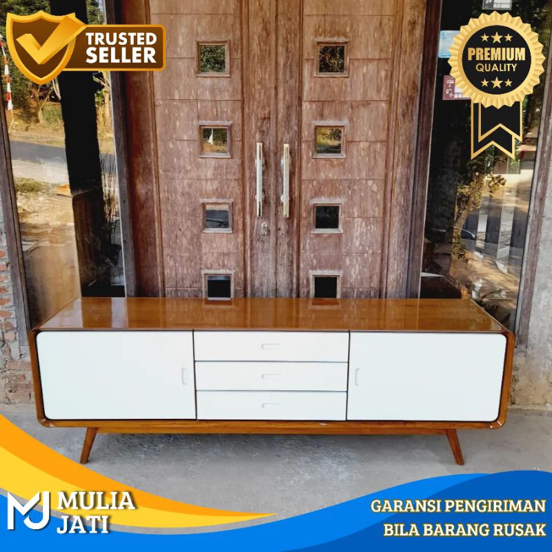 Meja TV Retro Jati / Meja Nakas panjang Retro Jati Solid / Meja TV  Kayu Jati / Bufet Retro Kayu Jat