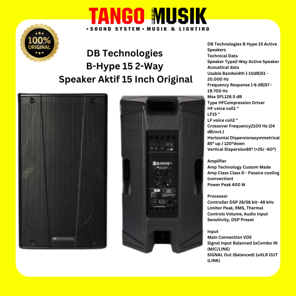 DB Technologies B Hype 15 Active Speaker Aktif Inch Original / Speaker Aktif 15 Inch / Speaker FBT H