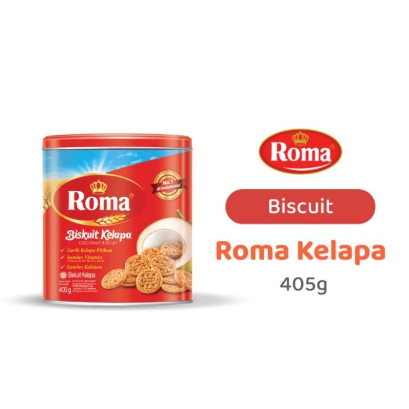 

Roma Biskuit Kelapa 345gr Coconut Biscuits Kemasan Kaleng Biscuit Mayora