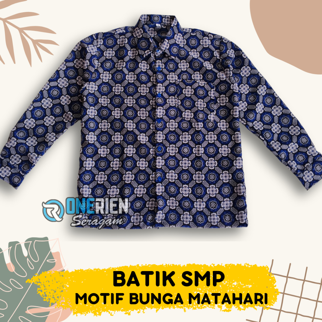 Seragam Batik SMP Nasional Biru Motif MATAHARI BIRU SMP