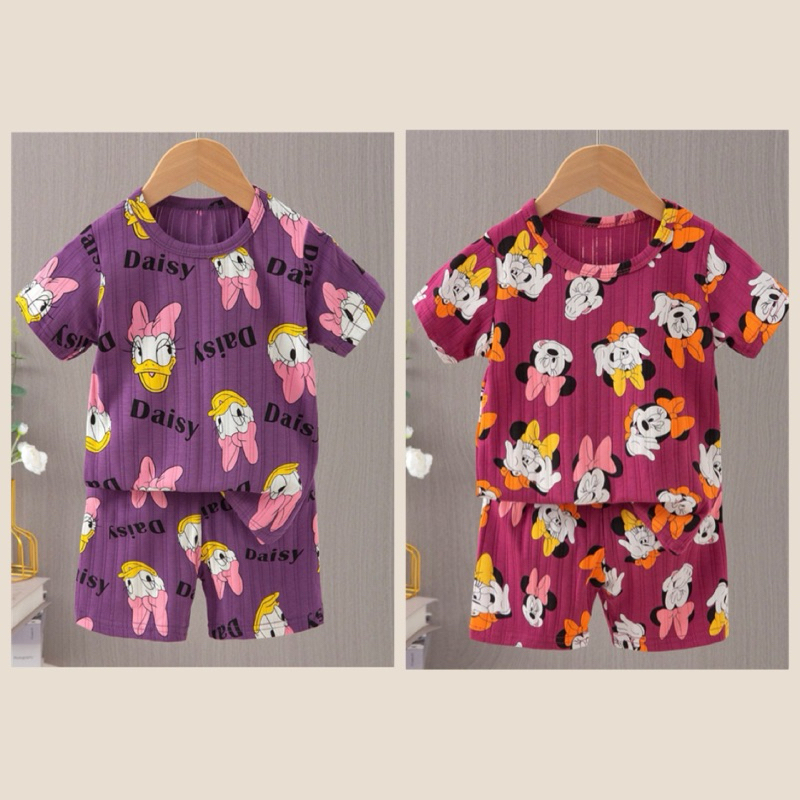 Clais bobou JIJIBEIER setelan baju anak katun organik piyama anak perempuan salur import berkualitas