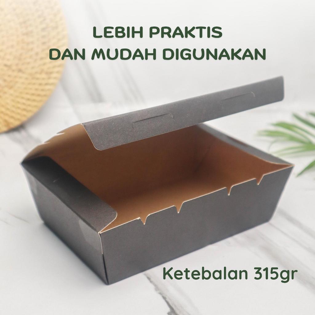 paper lunch box kotak makan kertas 315 gr tanpa rakit hitam size M