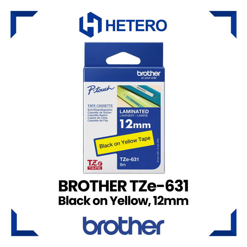 

BROTHER Color Tape TZE-631 Black on Yellow, 12mm