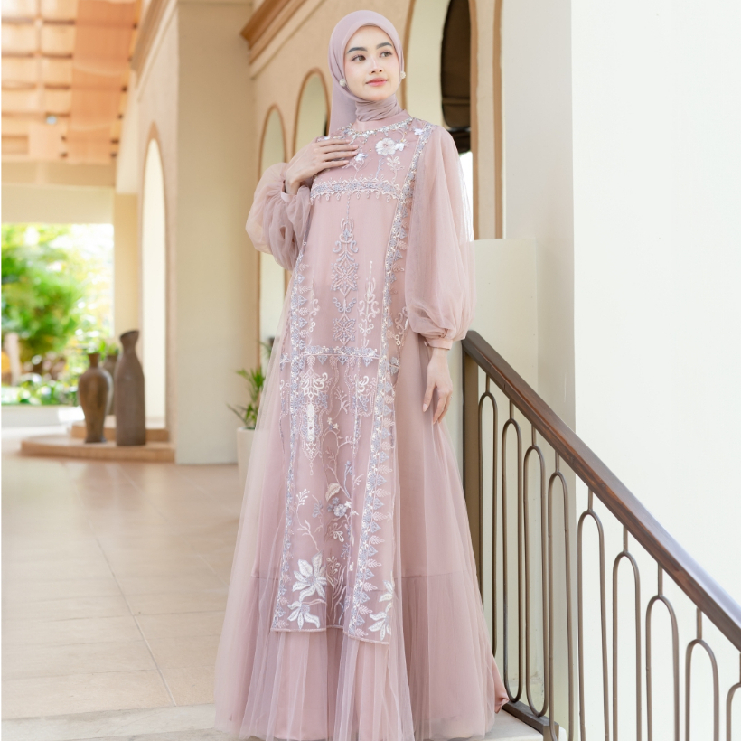 READY STOCK - LYF OFFICIAL - FLORINE DRESS - A LINE - GAUN - PANJANG - RESEPSI LAMARAN PREWED LEBARA